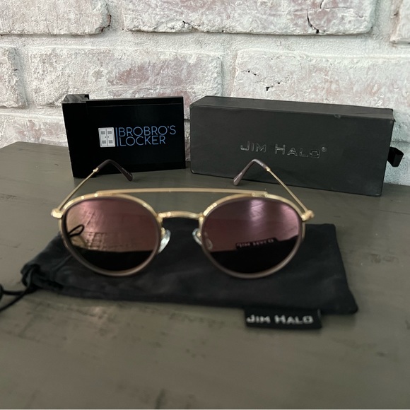 JIM HALO Small Polarized Round Sunglasses for Women Vintage Double Bridge Frame - Picture 4 of 7